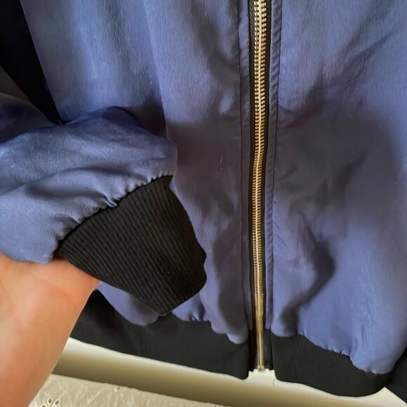 WEST KEI Stitchfix Sheer Blue & Black Bomber Jacket Size 1XL - Picture 3 of 5